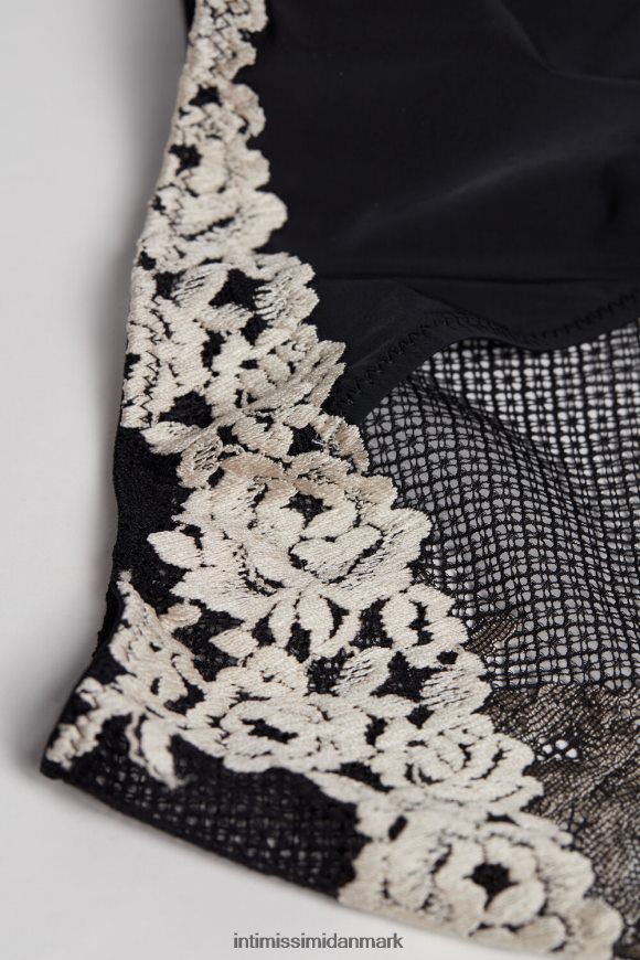 Intimissimi smukke blomster trusser Kvinder 9887-sort/elfenben undertøj 8DZ4XJ1152