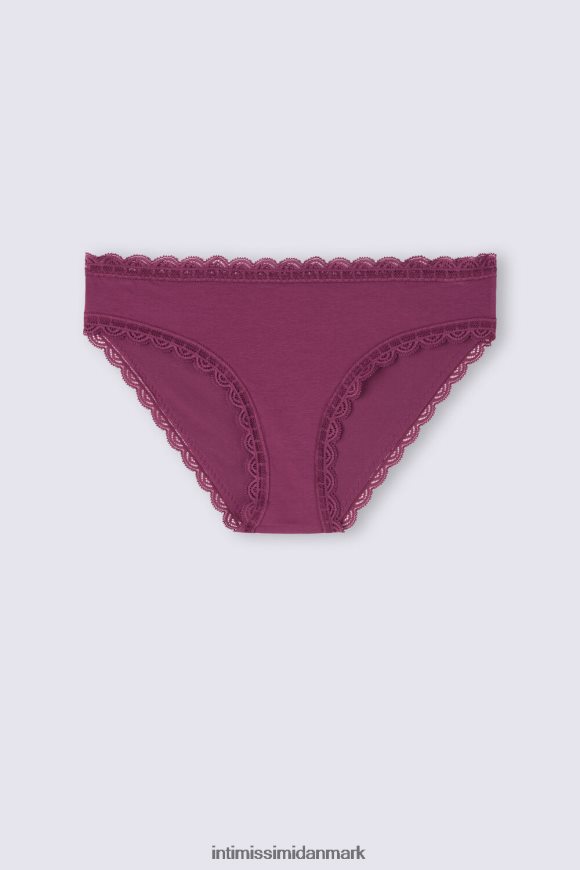 Intimissimi trusser af bomuld og blonder Kvinder 345j-lilla vin undertøj 8DZ4XJ904