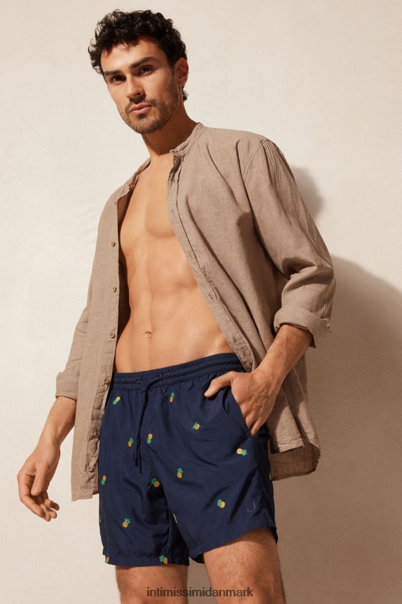 Intimissimi badeshorts med broderede ananas Mænd 192j-ananas-print dyb blå beklædning 8DZ4XJ408