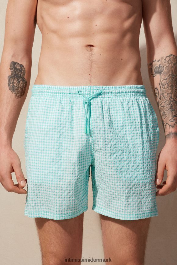 Intimissimi gingham seersucker badeshorts Mænd 938i-hvid/lys aquagrøn beklædning 8DZ4XJ418