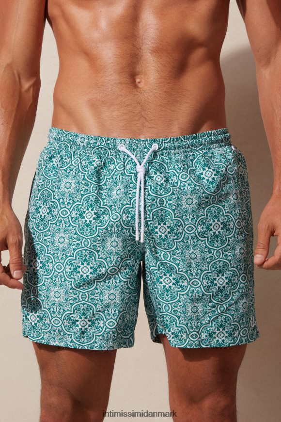 Intimissimi grønne badeshorts med maiolica-tryk Mænd 264j-majolika print hvid grøn beklædning 8DZ4XJ422