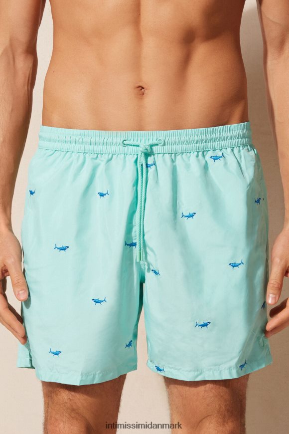 Intimissimi haj-broderede badeshorts Mænd 256j-haj broderi aqua grøn beklædning 8DZ4XJ411