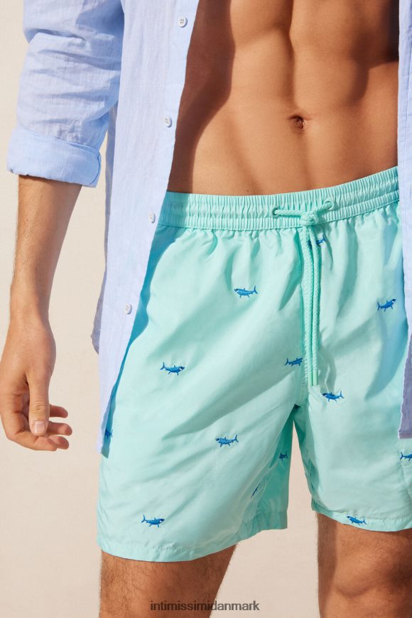 Intimissimi haj-broderede badeshorts Mænd 256j-haj broderi aqua grøn beklædning 8DZ4XJ411