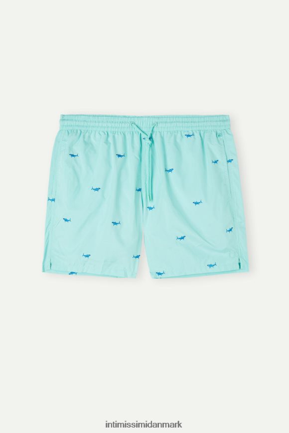 Intimissimi haj-broderede badeshorts Mænd 256j-haj broderi aqua grøn beklædning 8DZ4XJ411