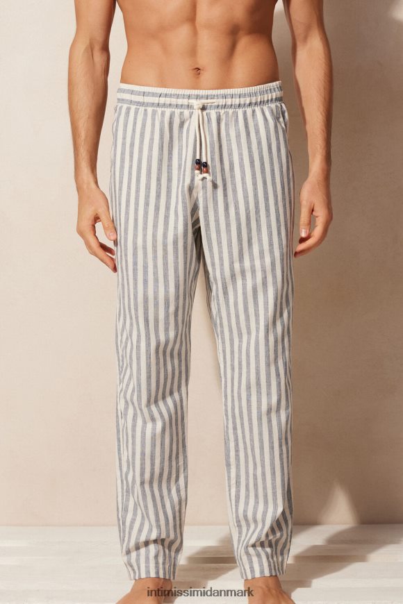 Intimissimi blå stribet hør- og bomuldsbukser Mænd 298j-hvid hør/blå striber beklædning 8DZ4XJ177