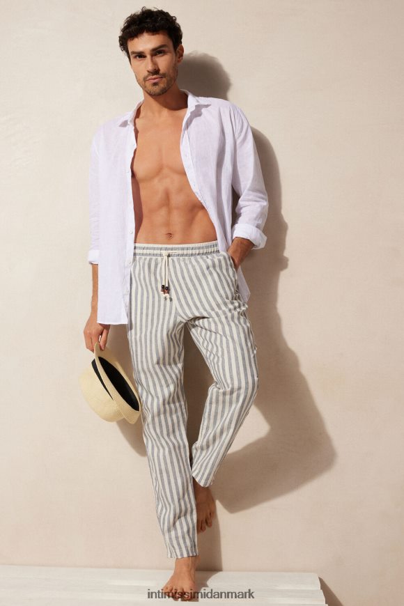 Intimissimi blå stribet hør- og bomuldsbukser Mænd 298j-hvid hør/blå striber beklædning 8DZ4XJ177