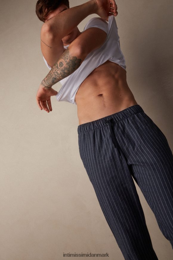 Intimissimi bukser med børstet ensfarvet denim med nålestribemønster i fuld længde Mænd 091j-nålestribet denim blå melange beklædning 8DZ4XJ198