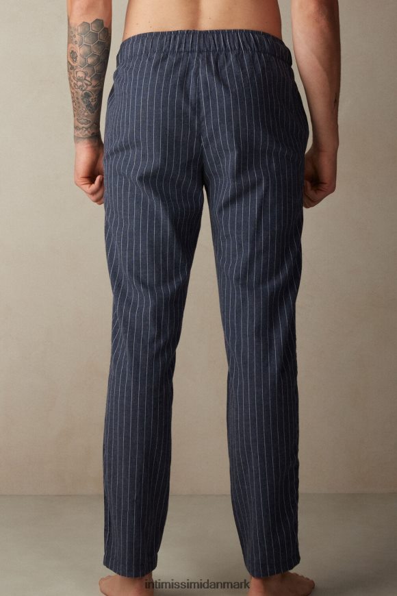 Intimissimi bukser med børstet ensfarvet denim med nålestribemønster i fuld længde Mænd 091j-nålestribet denim blå melange beklædning 8DZ4XJ198