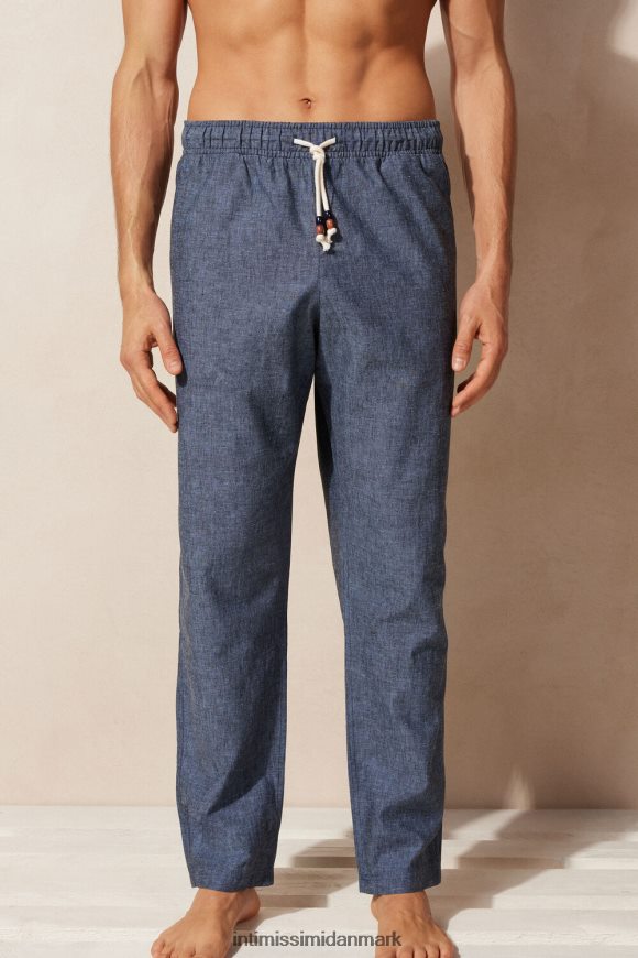 Intimissimi hør- og bomuldsbukser Mænd 288j-benzin blå beklædning 8DZ4XJ166