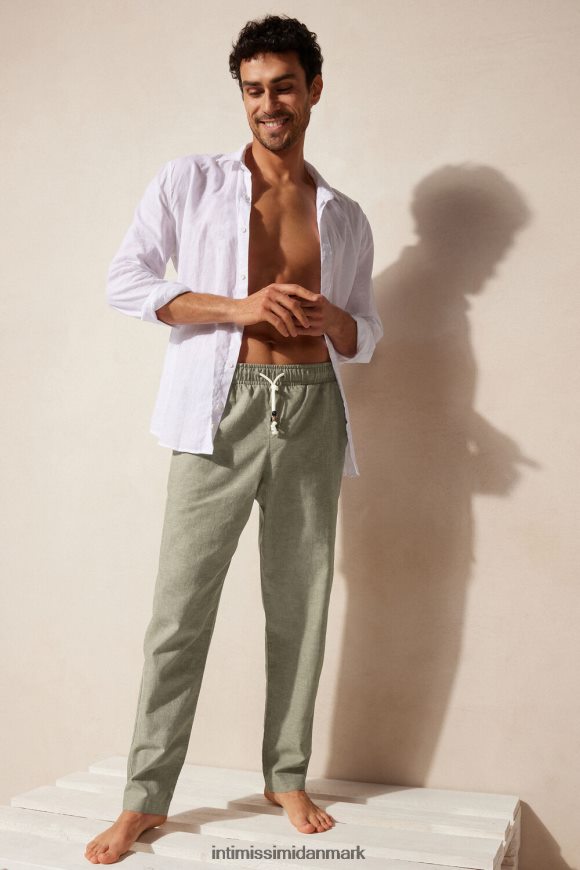 Intimissimi hør- og bomuldsbukser Mænd 289j-militærgrønt beklædning 8DZ4XJ179