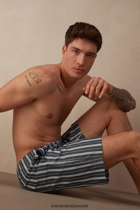 Intimissimi stribede ensfarvede shorts i bomuld Mænd 303j-multi-stribe mørkeblå lyseblå beklædning 8DZ4XJ181