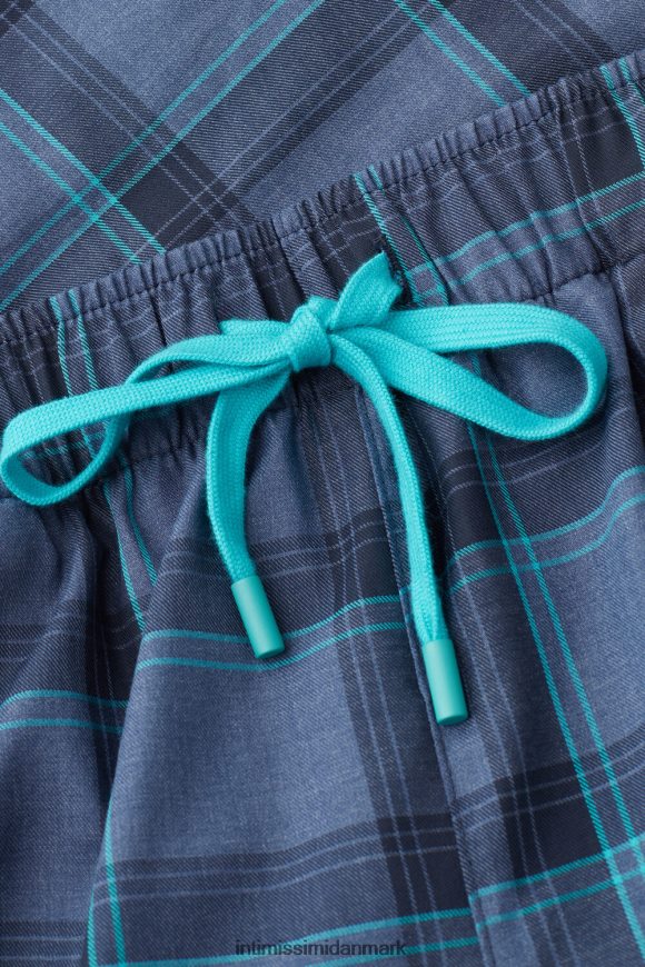 Intimissimi ternede ensfarvede bomuldsbukser i fuld længde Mænd 168j-denim blå melange/akvagrøn ternet print beklædning 8DZ4XJ193