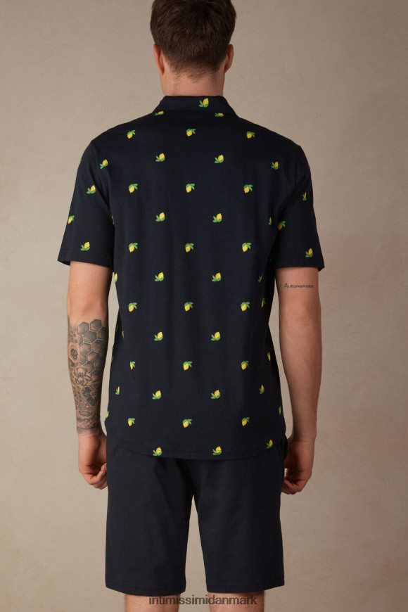 Intimissimi kort bomuldspyjamas med knapper og citronprint Mænd 307j-citron-print midnatsblå beklædning 8DZ4XJ298
