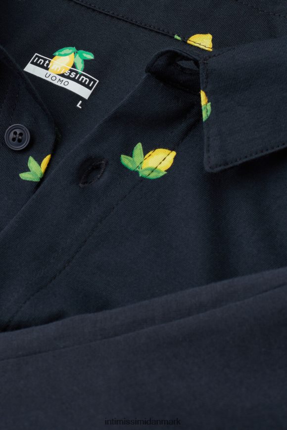 Intimissimi kort bomuldspyjamas med knapper og citronprint Mænd 307j-citron-print midnatsblå beklædning 8DZ4XJ298