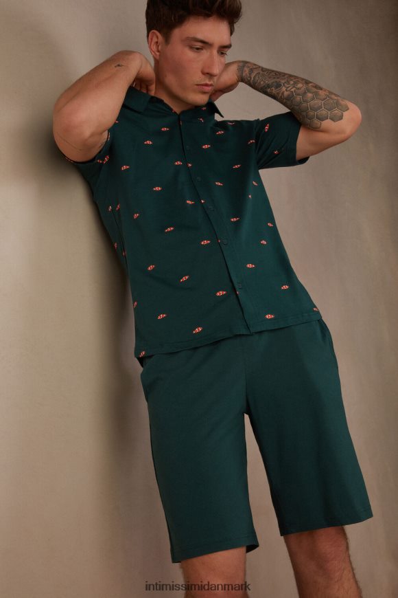 Intimissimi kort bomuldspyjamas med knapper og klovnefisk-print Mænd 308j-klovnefisk-print mørkegrøn beklædning 8DZ4XJ297