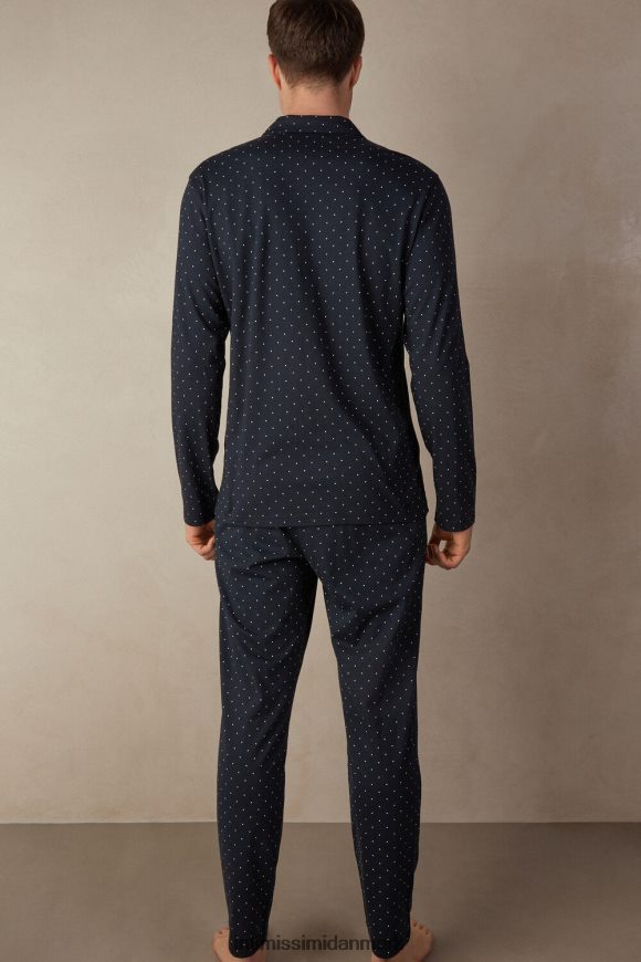 Intimissimi bomulds åben fuldlængde pyjamas med prikket print Mænd 172j-prikker-print midnatsblå beklædning 8DZ4XJ299