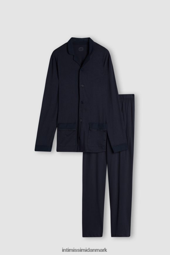 Intimissimi lang pyjamas i supima bomuld Mænd 800-midnatsblå beklædning 8DZ4XJ315