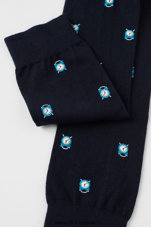 Intimissimi lange mønstrede bomuldsstrømper Mænd 191j-alarm-clock print mørkeblå sokker 8DZ4XJ335