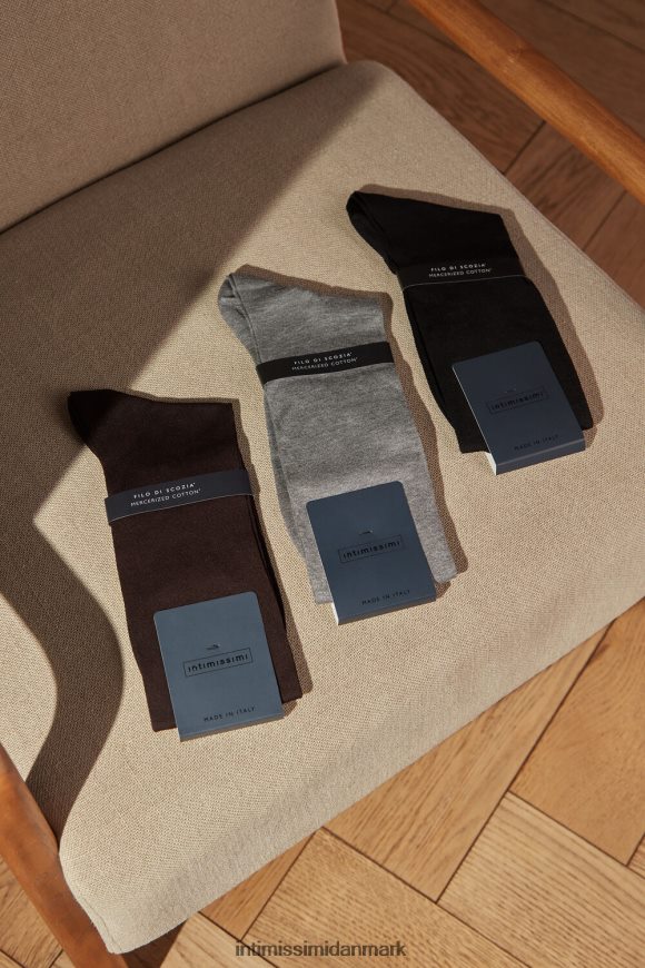 Intimissimi lange satin bomulds lisle sokker Mænd 015-brun sokker 8DZ4XJ399