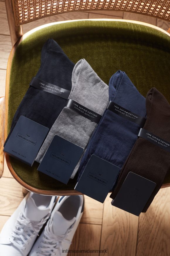 Intimissimi lange satin bomulds lisle sokker Mænd 2168-lyseblå grå sokker 8DZ4XJ370