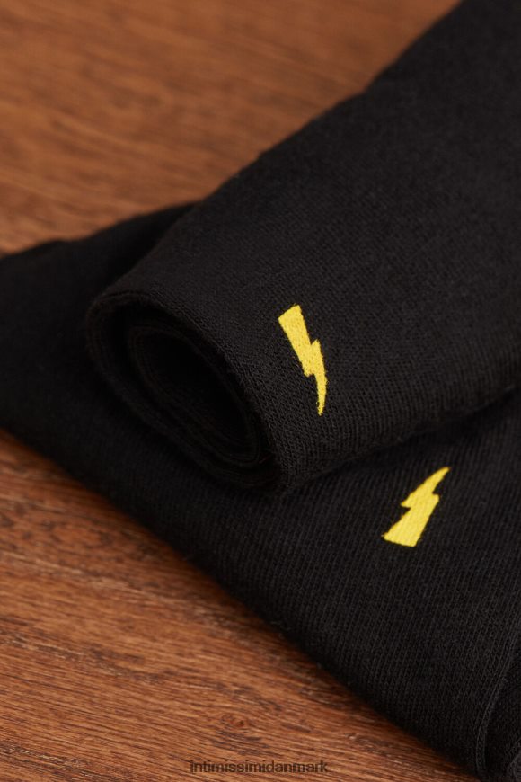 Intimissimi korte mønstrede bomuldsstrømper Mænd 197j-lyn-print sort sokker 8DZ4XJ324