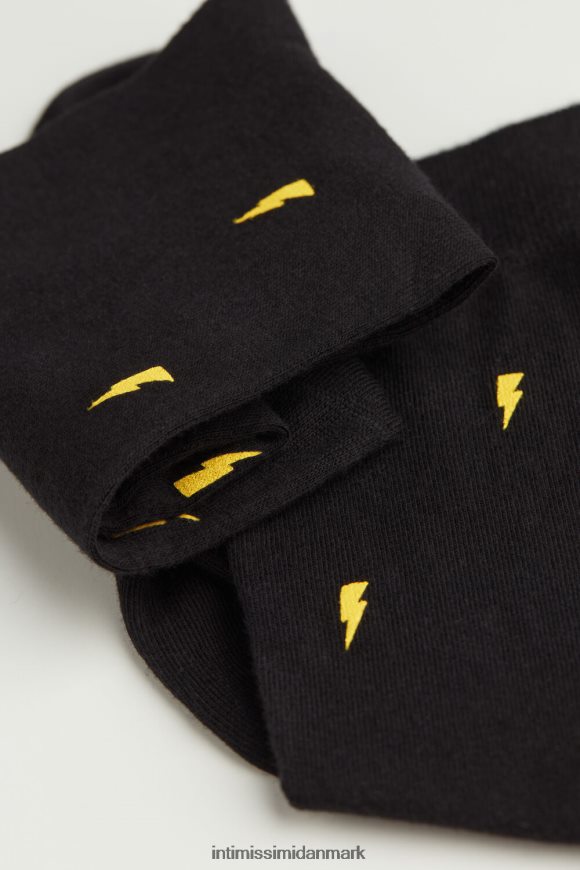 Intimissimi korte mønstrede bomuldsstrømper Mænd 197j-lyn-print sort sokker 8DZ4XJ324