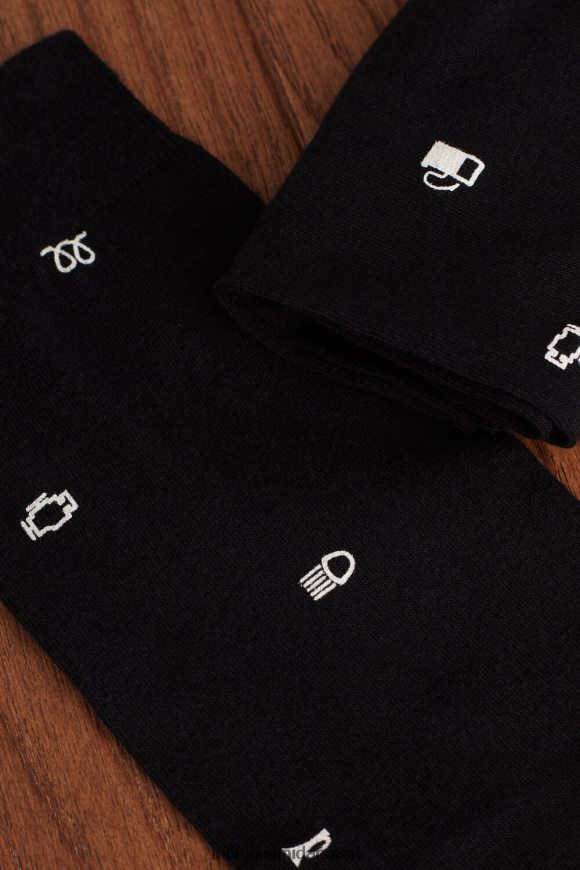 Intimissimi korte mønstrede bomuldsstrømper Mænd 200j-bil advarselslys print sort sokker 8DZ4XJ325