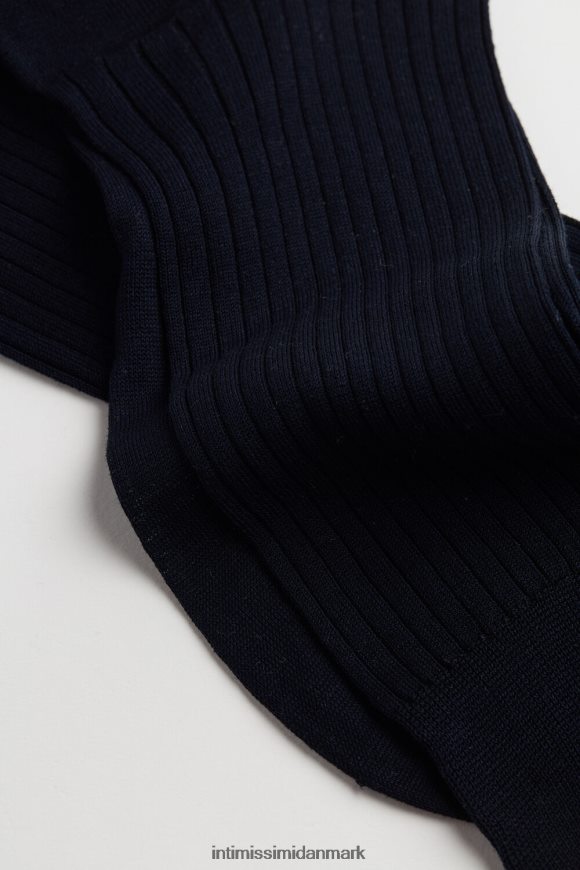 Intimissimi korte ribstrikkede bomulds-lisle-sokker Mænd 016-blå sokker 8DZ4XJ397