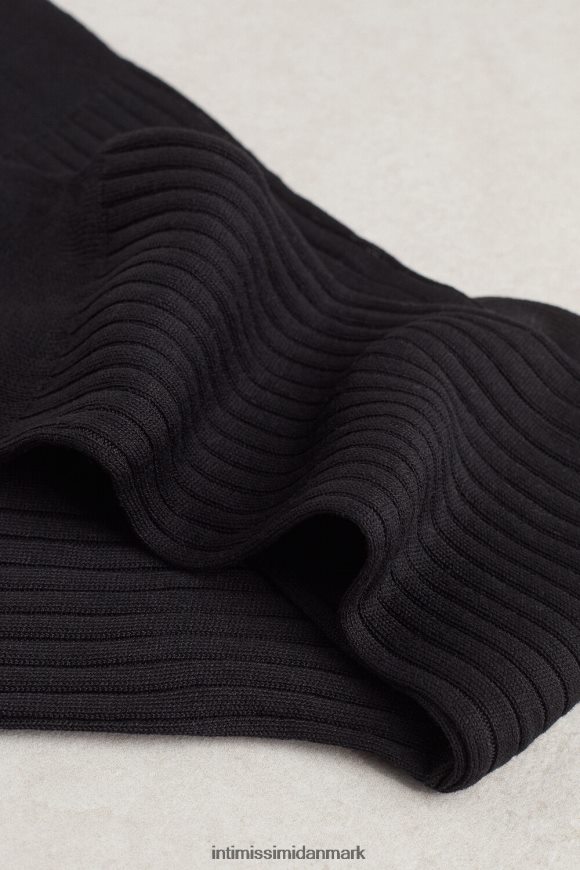 Intimissimi korte ribstrikkede bomulds-lisle-sokker Mænd 019-sort sokker 8DZ4XJ392