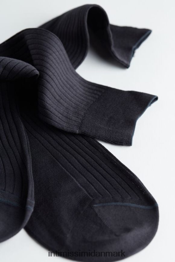 Intimissimi korte ribstrikkede bomulds-lisle-sokker Mænd 780-koksgrå sokker 8DZ4XJ386