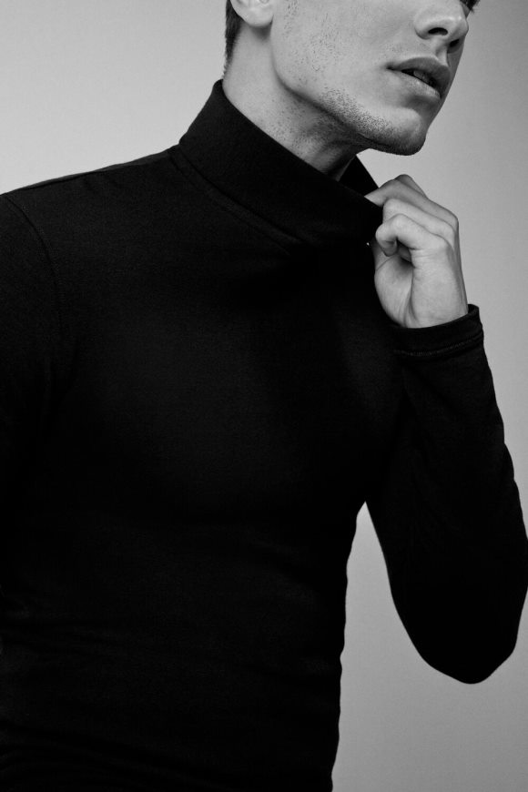 Intimissimi langærmet højhalset modal-cashmir top Mænd 019-sort beklædning 8DZ4XJ249