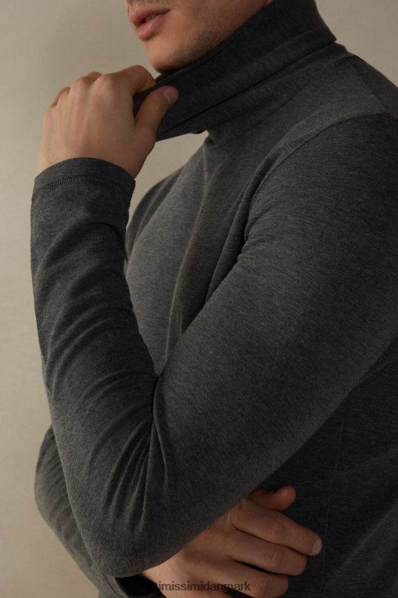 Intimissimi langærmet højhalset modal-cashmir top Mænd 5227-koksgrå melange beklædning 8DZ4XJ217