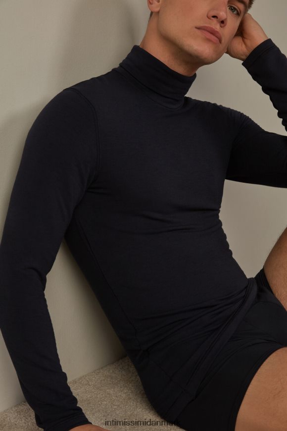 Intimissimi langærmet højhalset modal-cashmir top Mænd 800-midnatsblå beklædning 8DZ4XJ251