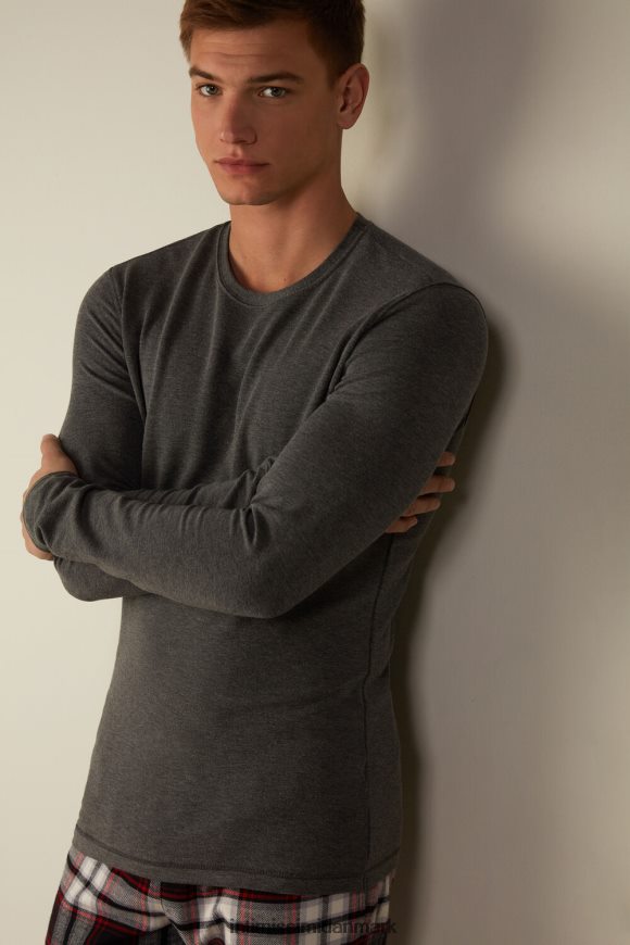Intimissimi langærmet modal-cashmir top Mænd 5227-koksgrå melange beklædning 8DZ4XJ218