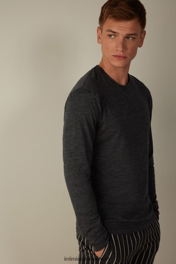Intimissimi langærmet rundhalset merinould top Mænd 7522-koksgrå blanding beklædning 8DZ4XJ248