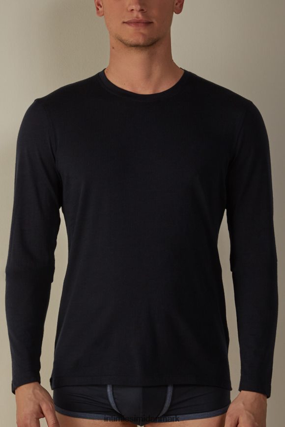 Intimissimi langærmet rundhalset merinould top Mænd 800-midnatsblå beklædning 8DZ4XJ246