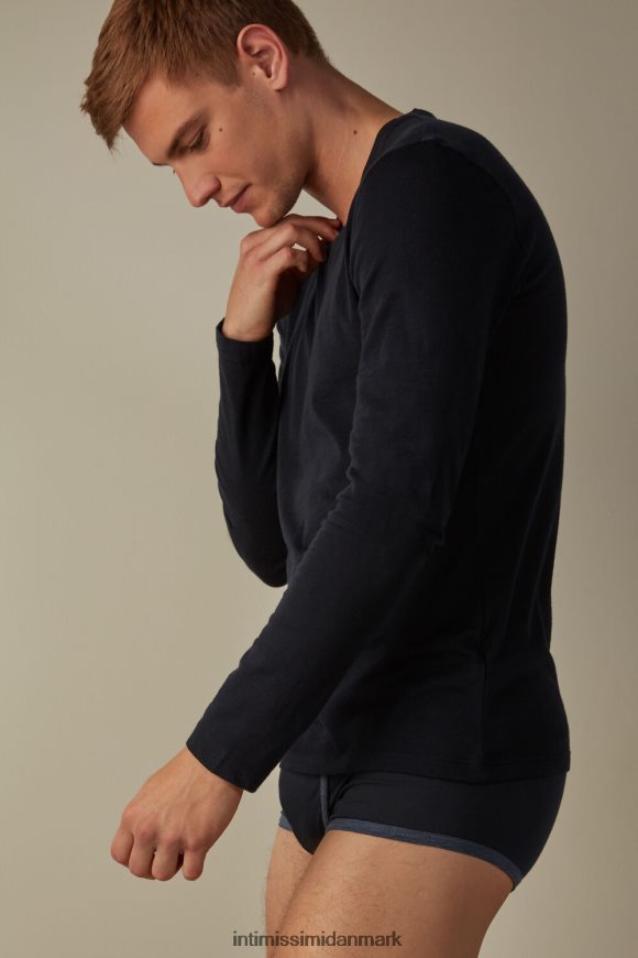 Intimissimi langærmet rundhalset merinould top Mænd 800-midnatsblå beklædning 8DZ4XJ246
