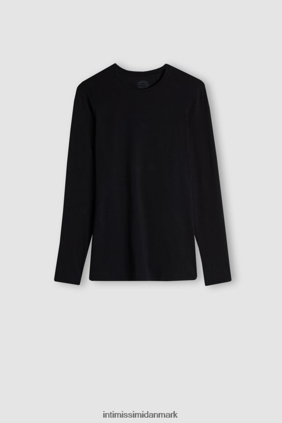 Intimissimi langærmet stretch supima bomuldstop Mænd 019-sort beklædning 8DZ4XJ279