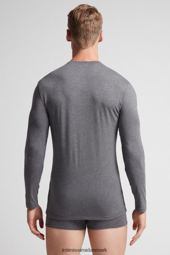 Intimissimi langærmet stretch supima bomuldstop Mænd 5227-koksgrå melange beklædning 8DZ4XJ230