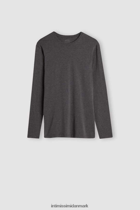 Intimissimi langærmet stretch supima bomuldstop Mænd 5227-koksgrå melange beklædning 8DZ4XJ230