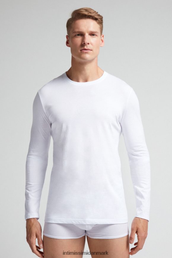 Intimissimi langærmet supima bomuldstop Mænd 001-hvid beklædning 8DZ4XJ294