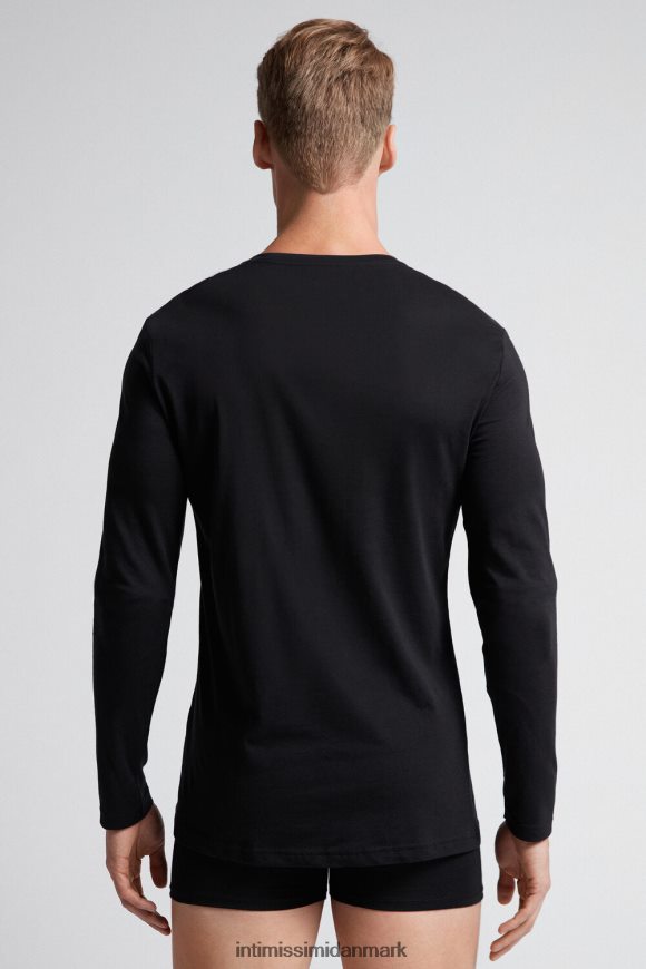 Intimissimi langærmet supima bomuldstop Mænd 019-sort beklædning 8DZ4XJ292
