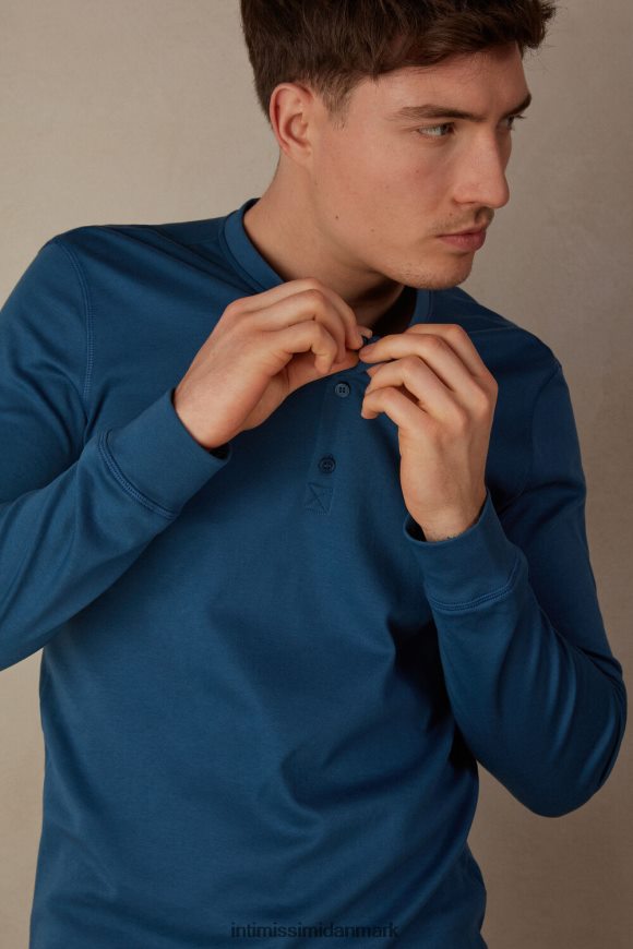 Intimissimi langærmet top i supima interlock Mænd 202j-tåget blå beklædning 8DZ4XJ197