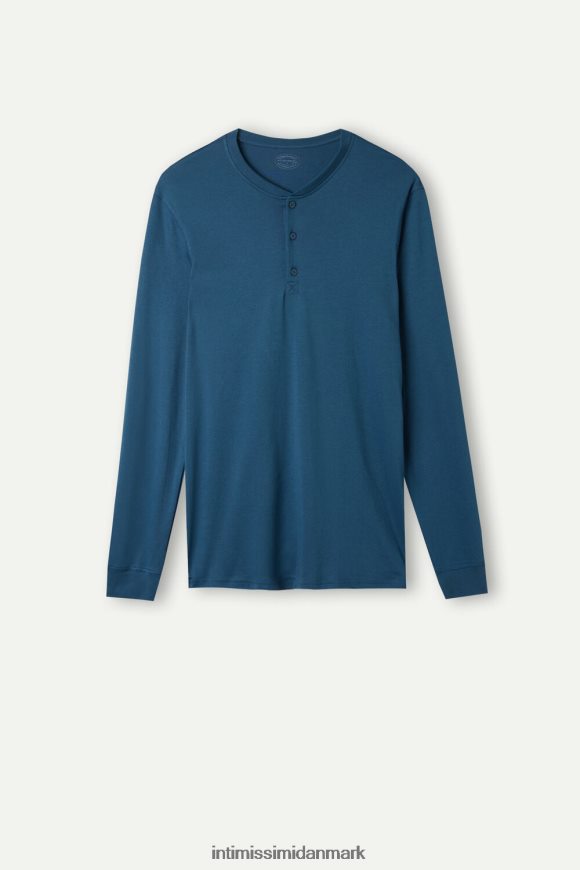 Intimissimi langærmet top i supima interlock Mænd 202j-tåget blå beklædning 8DZ4XJ197