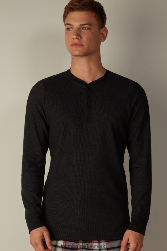 Intimissimi varm langærmet bedstefartop i bomuld Mænd 019-sort beklædning 8DZ4XJ220