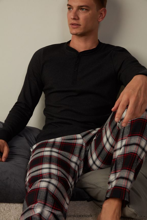 Intimissimi varm langærmet bedstefartop i bomuld Mænd 019-sort beklædning 8DZ4XJ220