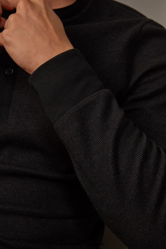 Intimissimi varm langærmet bedstefartop i bomuld Mænd 019-sort beklædning 8DZ4XJ220