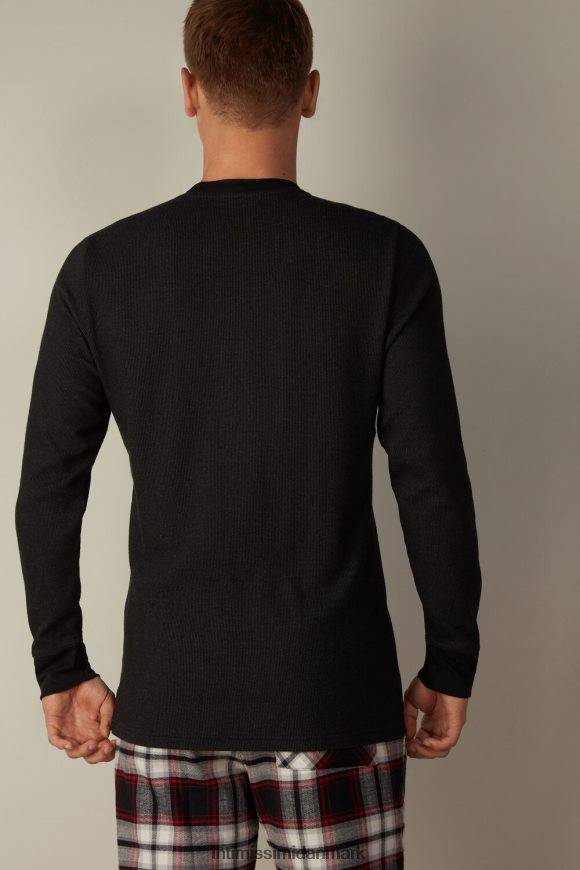 Intimissimi varm langærmet bedstefartop i bomuld Mænd 019-sort beklædning 8DZ4XJ220