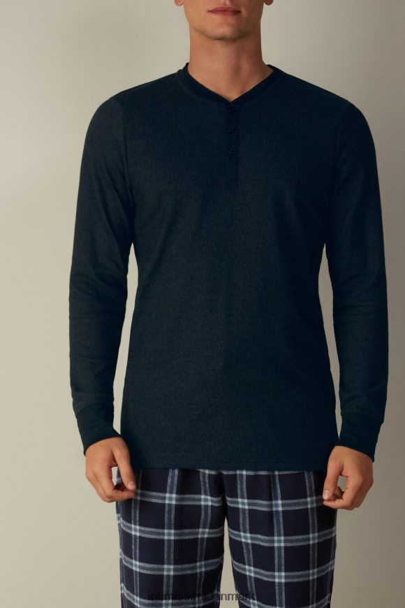 Intimissimi varm langærmet bedstefartop i bomuld Mænd 800-midnatsblå beklædning 8DZ4XJ221