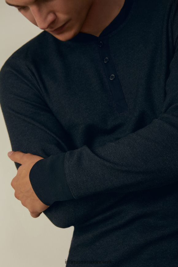 Intimissimi varm langærmet bedstefartop i bomuld Mænd 800-midnatsblå beklædning 8DZ4XJ221